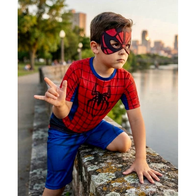 Fantasia Infantil Homem Aranha Com máscara EVA