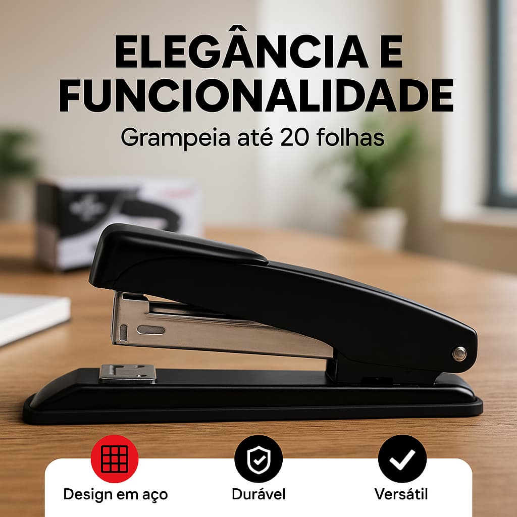 Grampeador Compacto Aço 13cm Capacidade 20 Folhas Escritório Doméstico Prático Durável