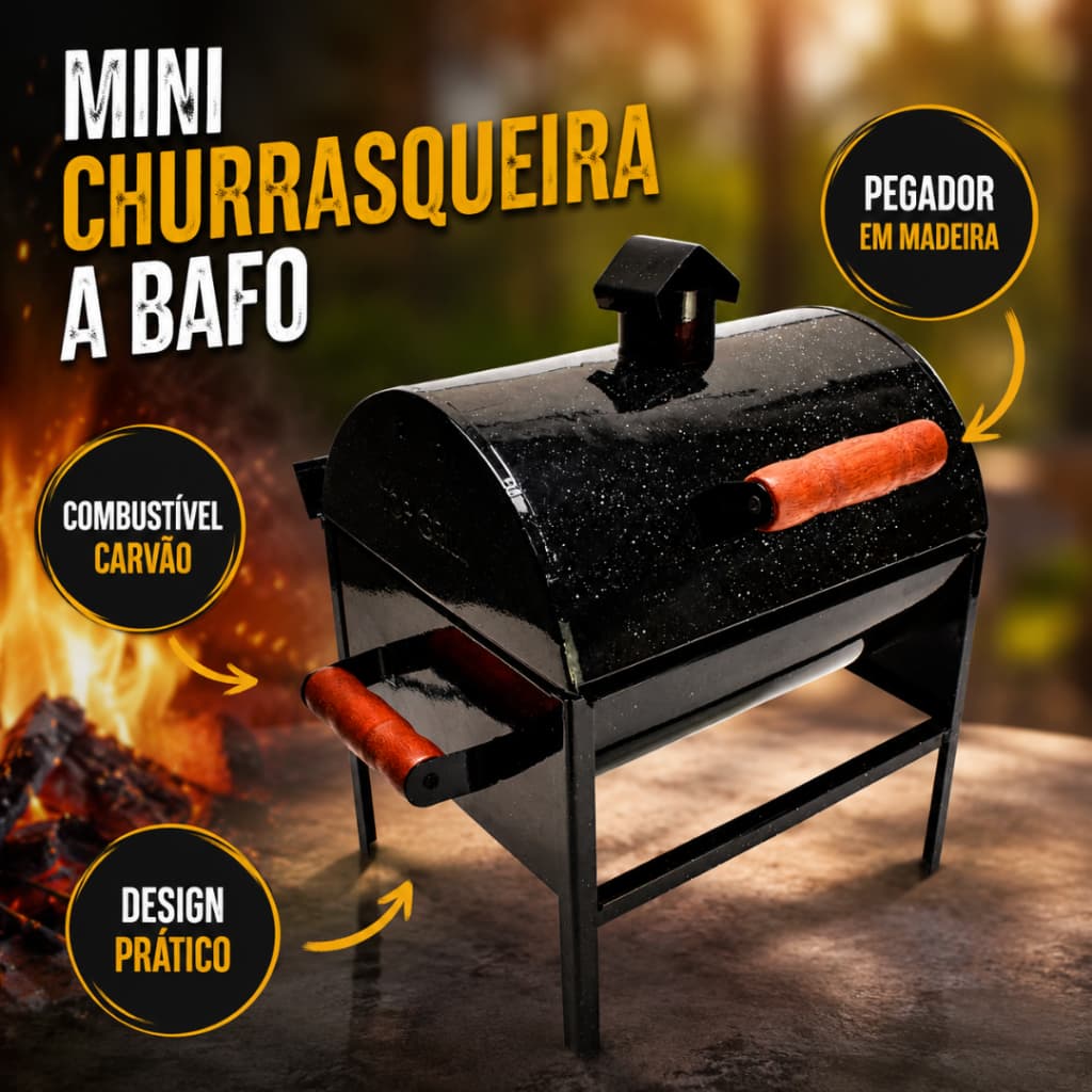 Churrasqueira Bafo Portátil Camping Pesca Leve e Prática