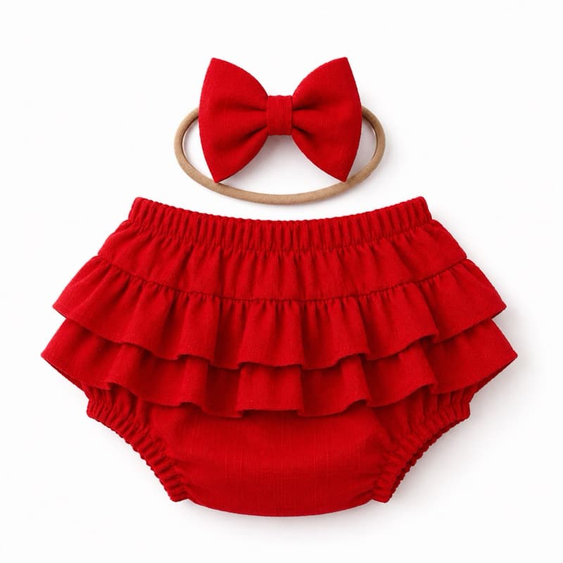 Kit Calcinha + Laço em Linho Infantil | Tapa Fralda para Bebê | Ensaio Fotográfico