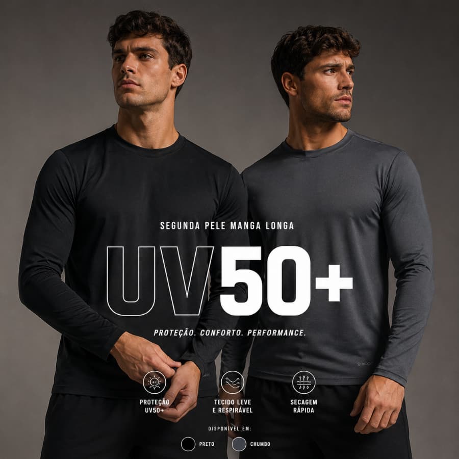 Kit 2 Blusa Térmica Plus Size Proteção Uv 50+ Segunda Pele Microfibra P ao G4