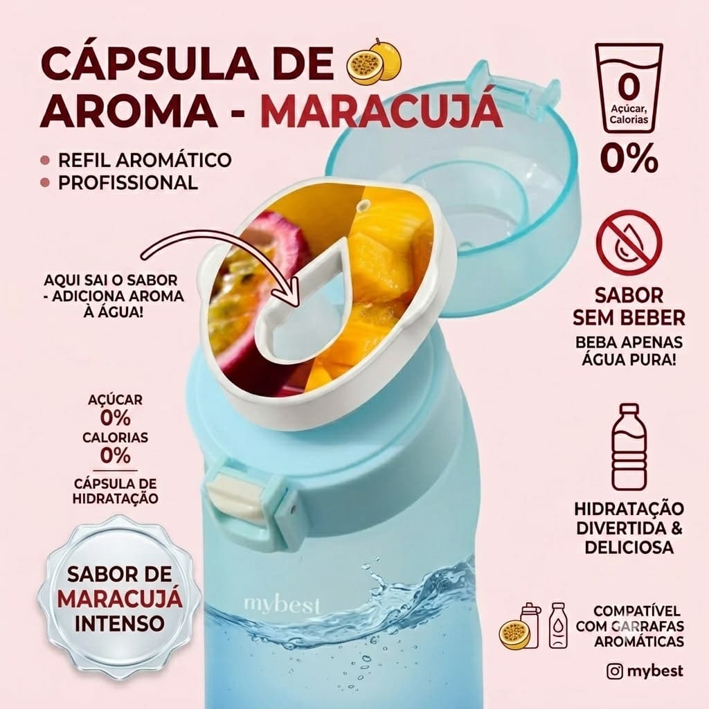 Cápsula de Aroma Maracujá para Garrafa Aromática Cápsula de Sabor Refil Aromático para Hidratação