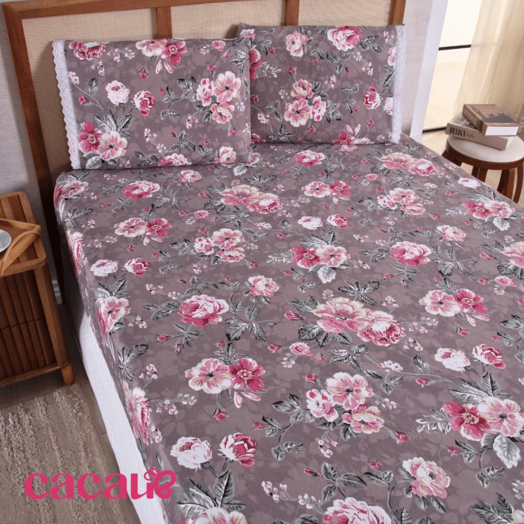 Jogo Lençol De Cama Casal 3 Peças Estampado C/ Elástico Promoção