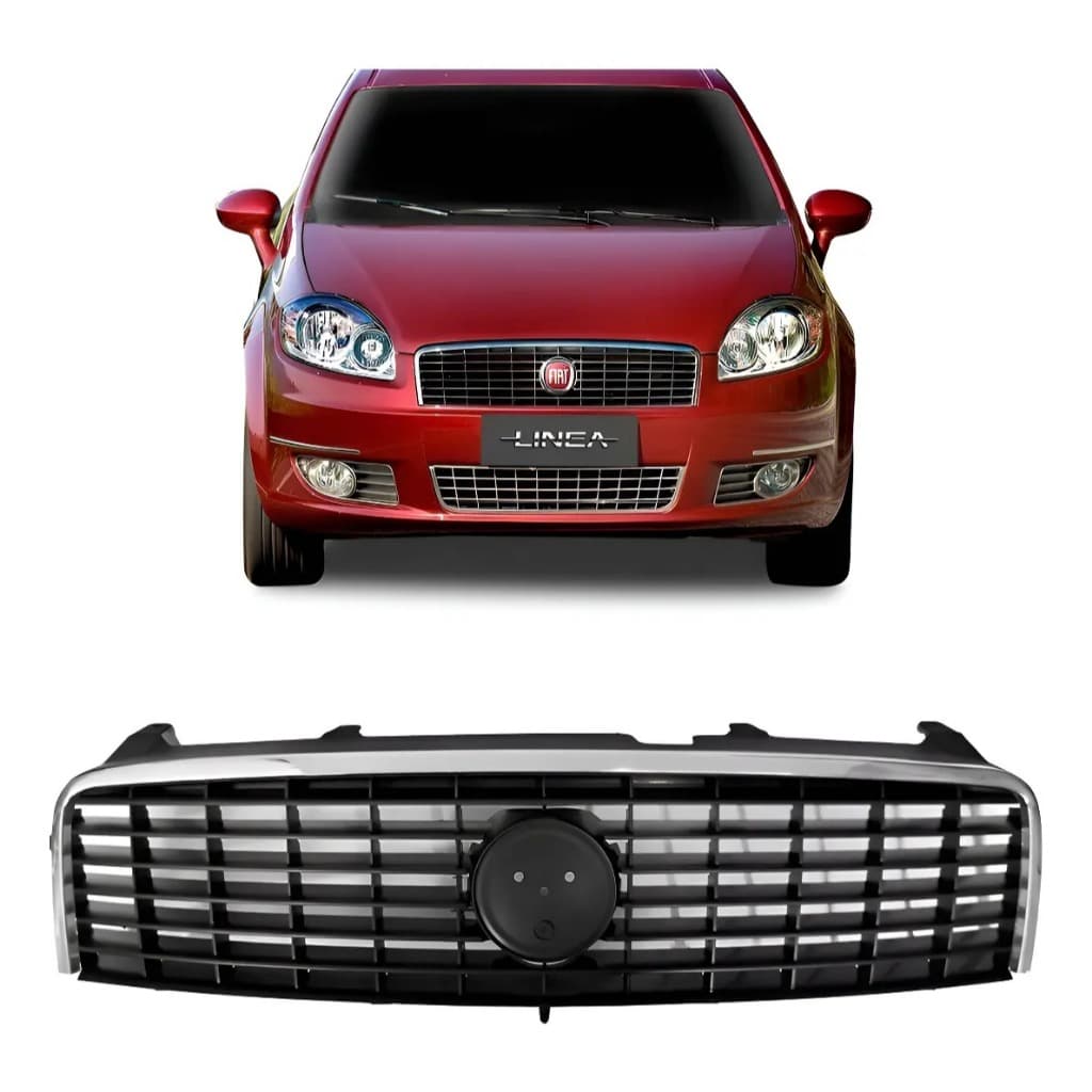Grade Radiador Fiat Linea Preta  c/ Friso Cromado 2009 A 2014