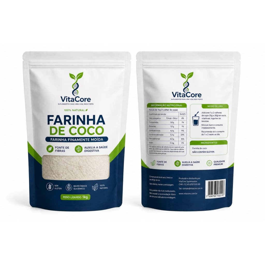 Farinha De Coco Branca 100% Pura A Melhor - 500g / kg ESCOLHA SAÚDAVEL
