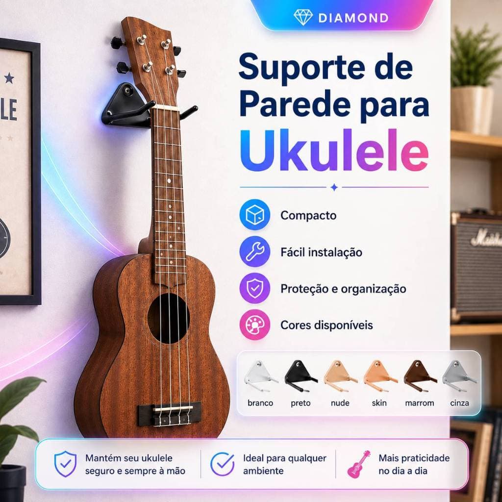 Suporte de Parede para Ukulele – Compacto e Funcional
