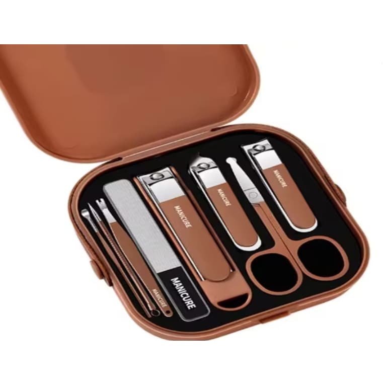 Kit Manicure e Pedicure Profissional 8 Peças em Aço Inoxidável com Estojo Portátil