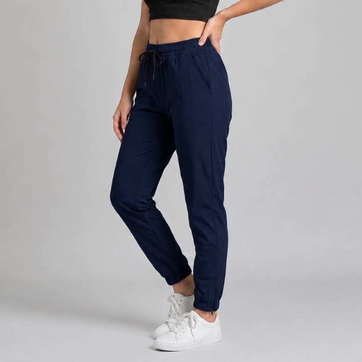 Calça Tactel Feminina Jogger Com Zíper no Tornozelo Bolsos Laterais Cordão de Ajuste