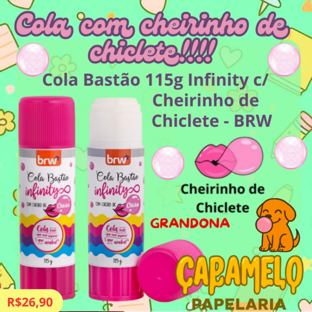 Cola Bastão 115g Infinity c/ Cheiro de Chiclete - BRW