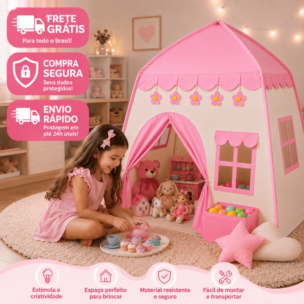 Barraca Infantil Rosa e Azul Estilo Casinha Grande 1.3m Tenda para Criança - ZP-1728
