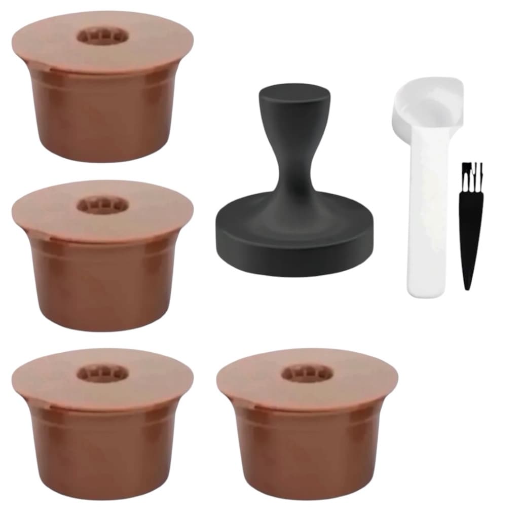 Kit 4 Cápsulas Reutilizáveis + Tamper Compatível Três Corações Café Cafeteira