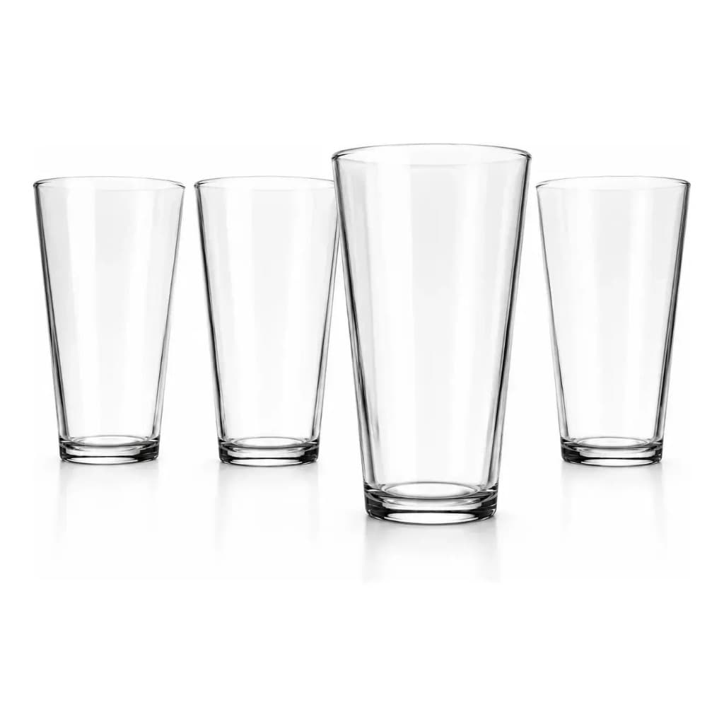 Jogo 4 Copos De Vidro 485ml Resistente Alto Água Suco Drink