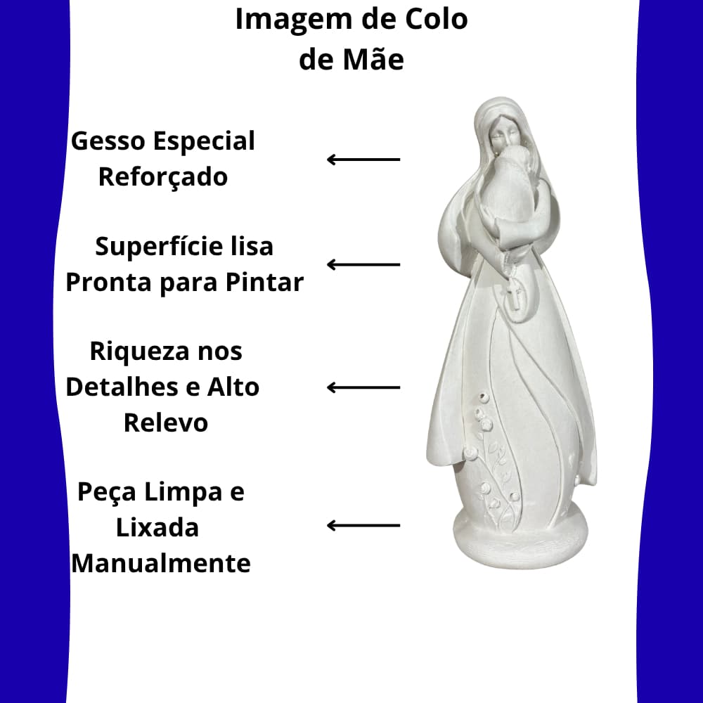 Imagem Nossa Senhora Colo De Mãe Gesso 23cm Estátua Escultura Religiosa Católica Maria E Jesus Para Pintar Crua