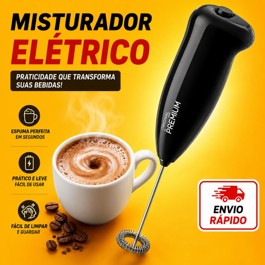 Misturador Mixer  Elétrico Portátil  Café, Cappuccino, Chocolate, Drinks  Receitas Bebidas