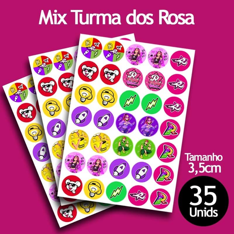 Stickers Dos Rosa 35 Peças Adesivos Ideal para Caderno, Agenda, Garrafa, Lembrancinhas