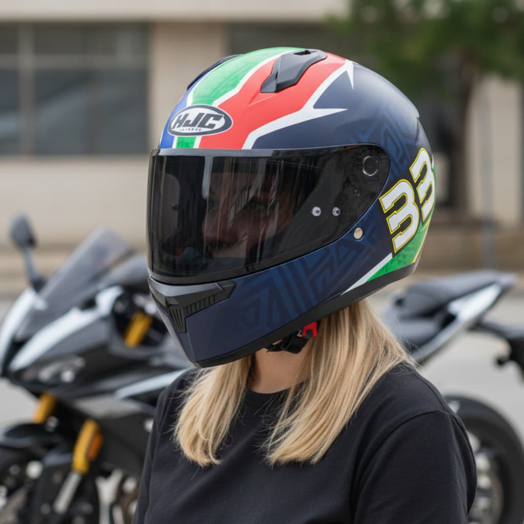 Capacete HJC C10 Brad Binder Azul Verde Vermelho Branco Capacete Fechado Para Moto Alta Segurança