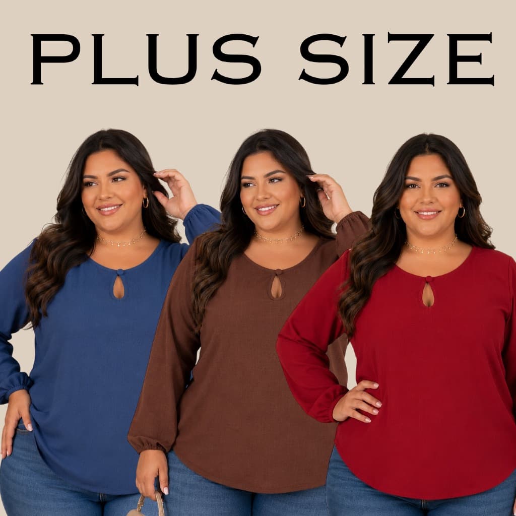 Blusa Feminina Plus Size Manga Longa Inverno 2026 Tendência Confortável GG G1 G2 G3