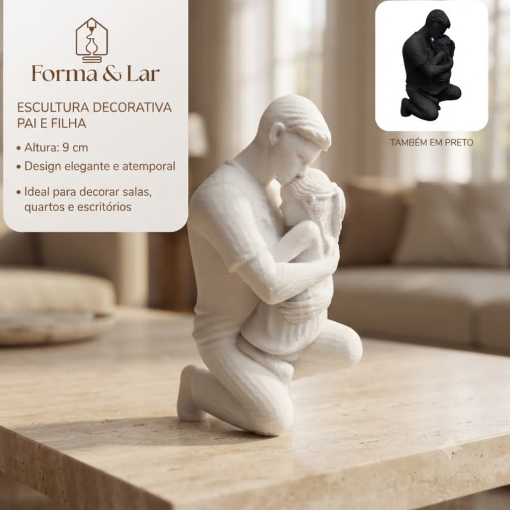 Escultura Estatua presente Dias dos Pais pai e filha aniversário lembrança criativo estátua minimalista