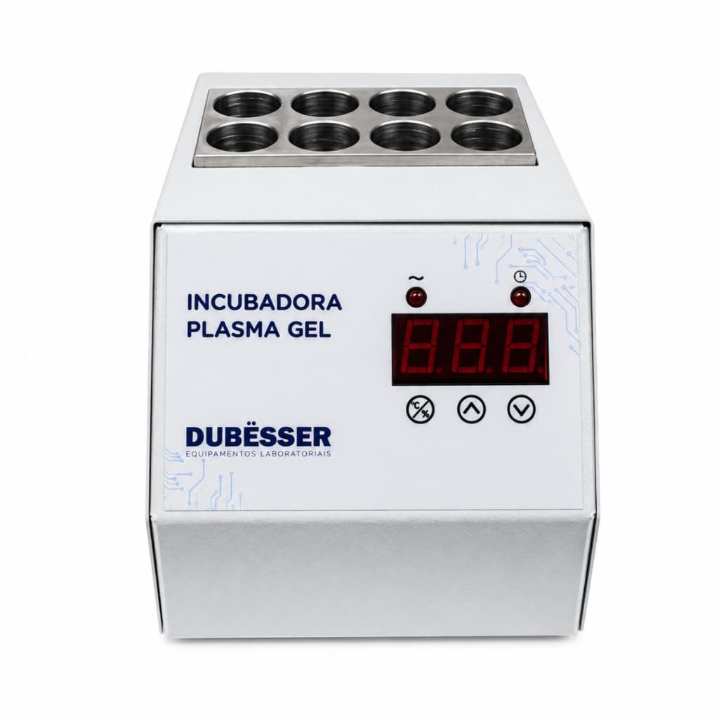 Incubadora Plasma Gel Aquecimento - 8 furos de 20mL Laboratório Profissional Análises Clínicas Pesquisa Científica