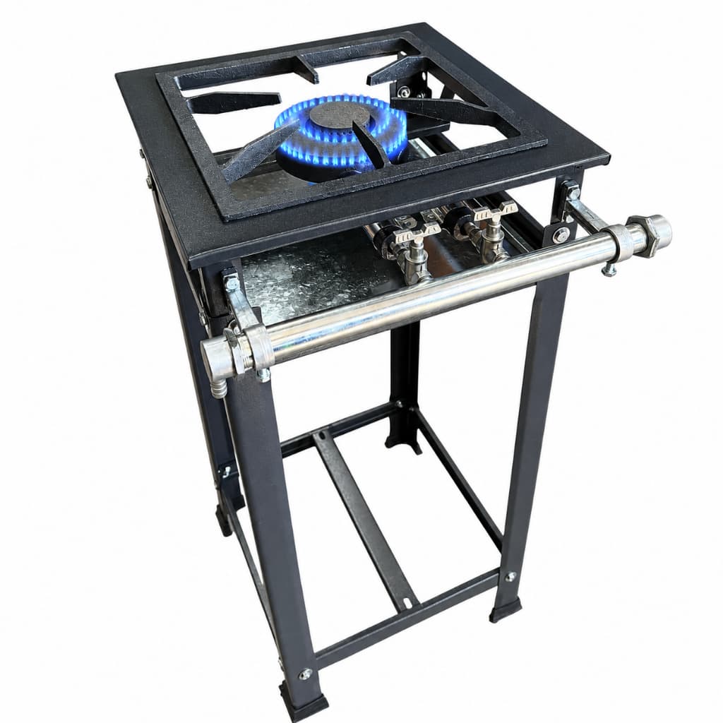 Fogão Industrial 1 Boca Chama Dupla Queimador Duplo Com Pés 30x30