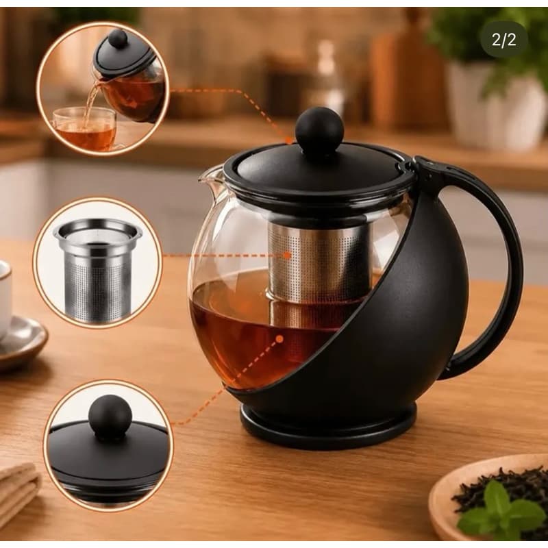 Chaleira de Vidro 750ml com Infusor Inox - Bule pra Chá - Coador