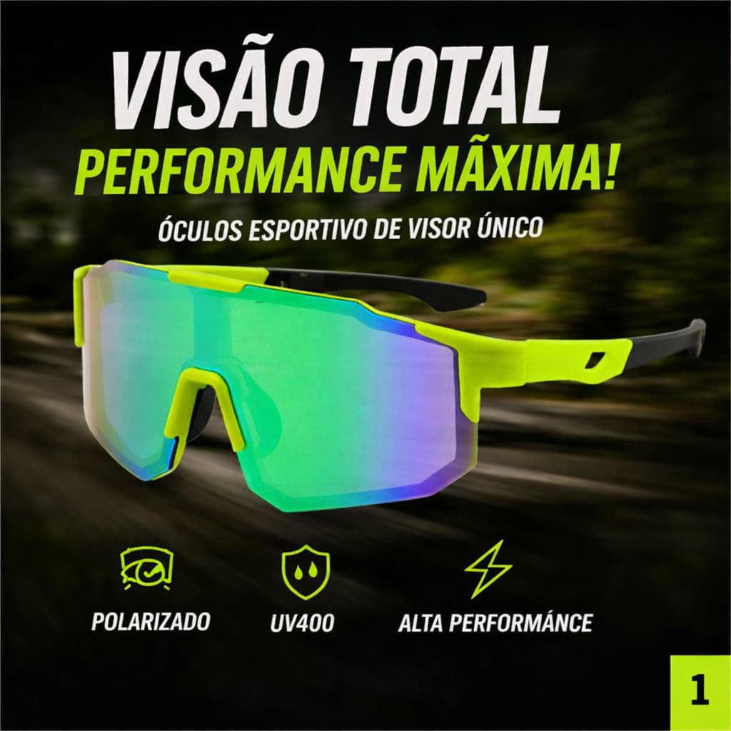 Óculos de Sol Ciclismo Esportivo Polarizado UV400  Visor Único Bike Corrida Unissex Lentes Proteção