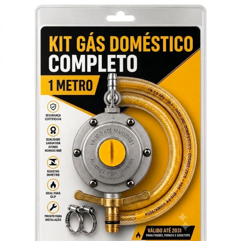 Kit Instalação Gás Fogão Botijão Mangueira Plástica Registro Aliança 2kg