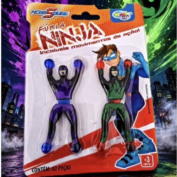 Kit 2 Ninja Boneco Gruda Parede /Nija Desce Azulejos/Vidro /Infantil Heróis Squad
