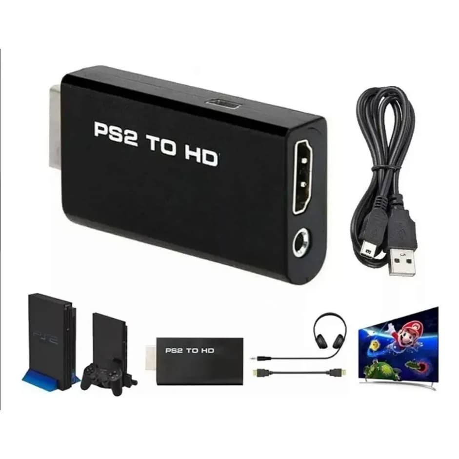 Adaptador Conversor PS2 AV Para HDMI Com Cabo HDMI Para TV E Monitor
