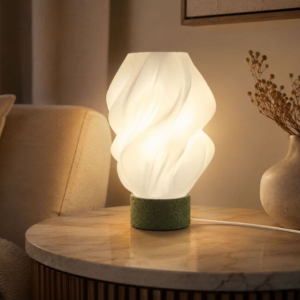 Luminária Abajur de Mesa Premium com Design Moderno e Escultural Decoração de Quarto Sala e Escritório