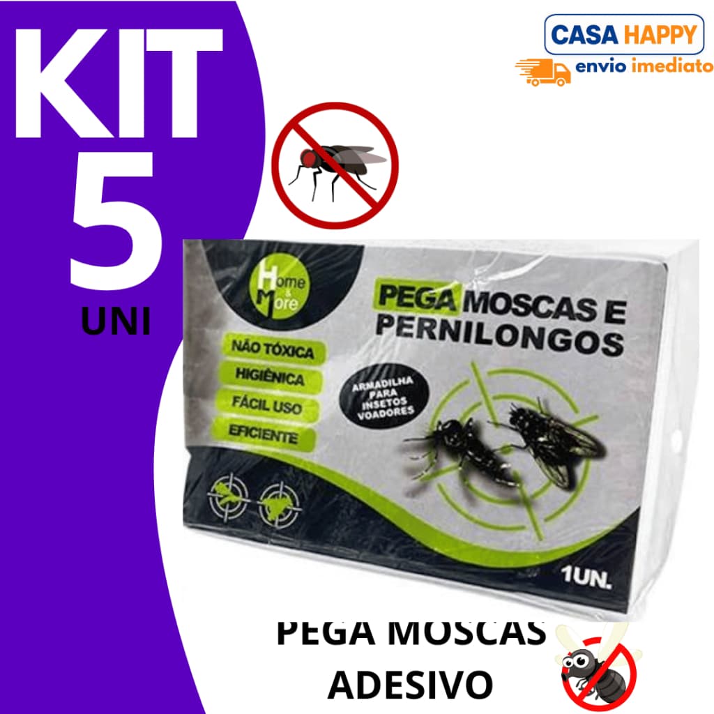 Kit Pega Moscas e Pernilongos – Armadilha Adesiva Atóxica | Escolha: 5 ou 10 Unidades