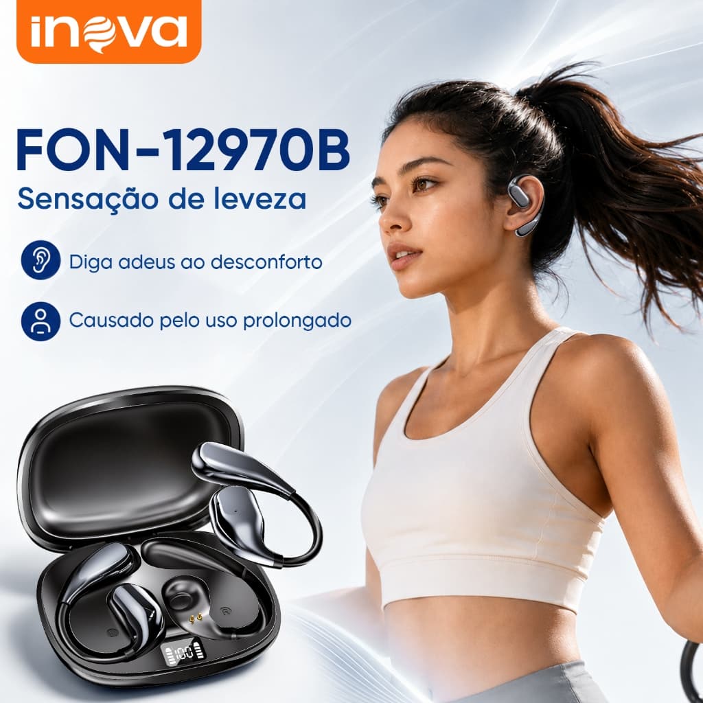 INOVA Fones de ouvido Bluetooth6.0 HiFi 3D surround earhook confortável bateria de longa duração  resistentes ao suor