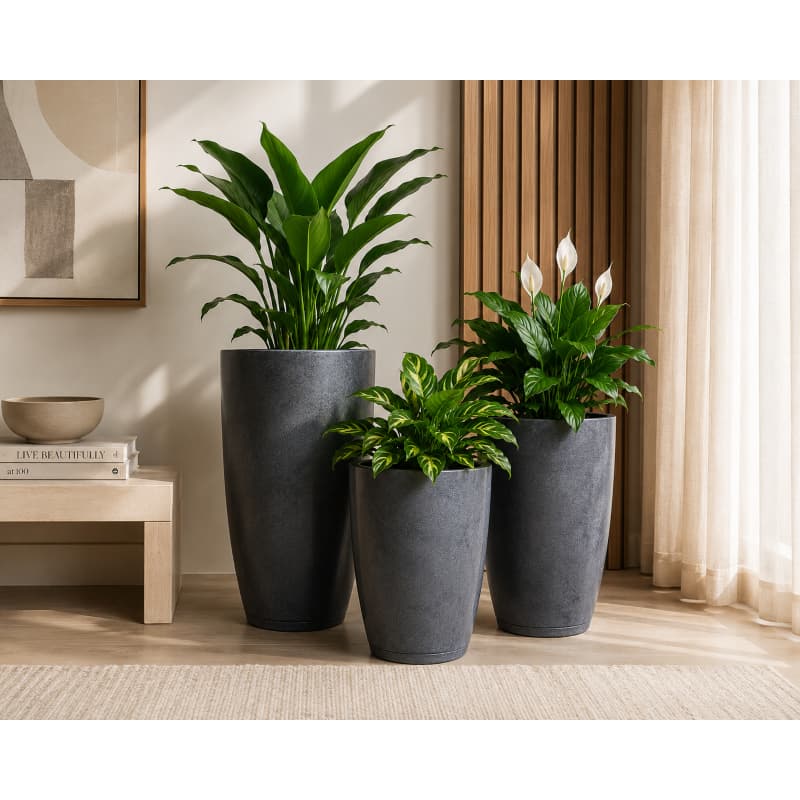 Kit 3 Vasos Plantas Polietileno Grande Leve Decorativo