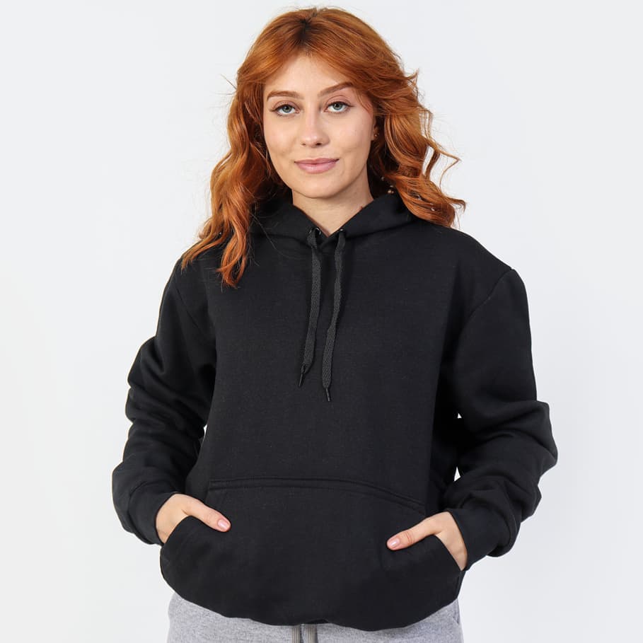 Moletom Feminino Canguru Básico Liso com Capuz e Bolso Frontal Casaco Casual Dia a Dia