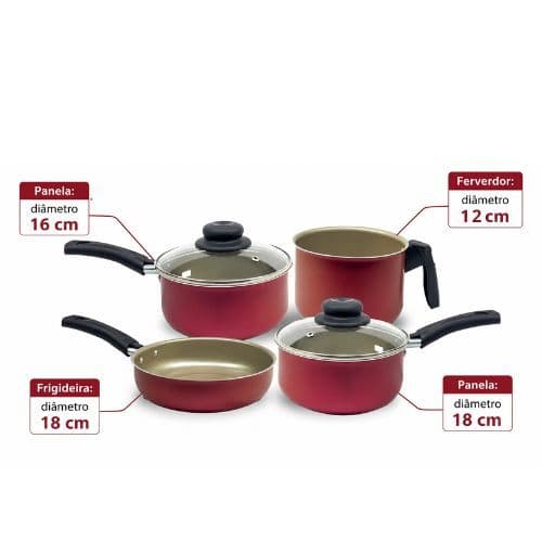 Conjunto De Panelas Teflon Antiaderente Preto Forte 4 Pecas