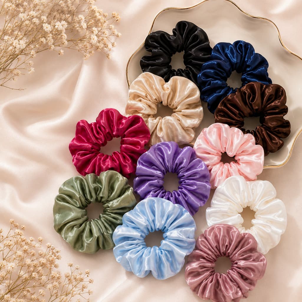 Kit 6 a 20 Scrunchie De Cetim Xuxinha Rabicó De Cabelo Anti Frizz Macio Prendedor de cabelo Sem Marcar
