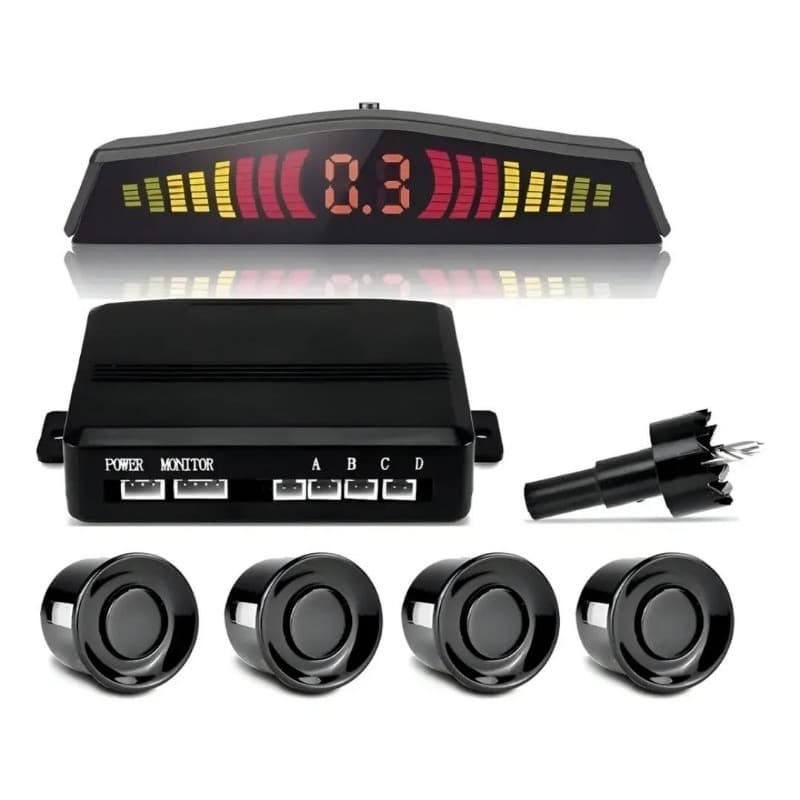 sensor de ré de estacionamento com display led e efeito sonoro universal