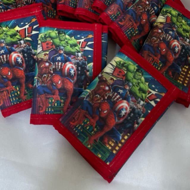 kit 10 carteira infantil personalizada vingadores com bolso para moeda