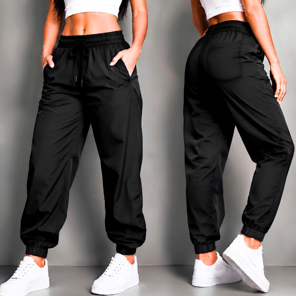 Kit 2 Calças Femininas Modelagem Ampla Jogger Confortável Tactel com Elastano Academia Treino