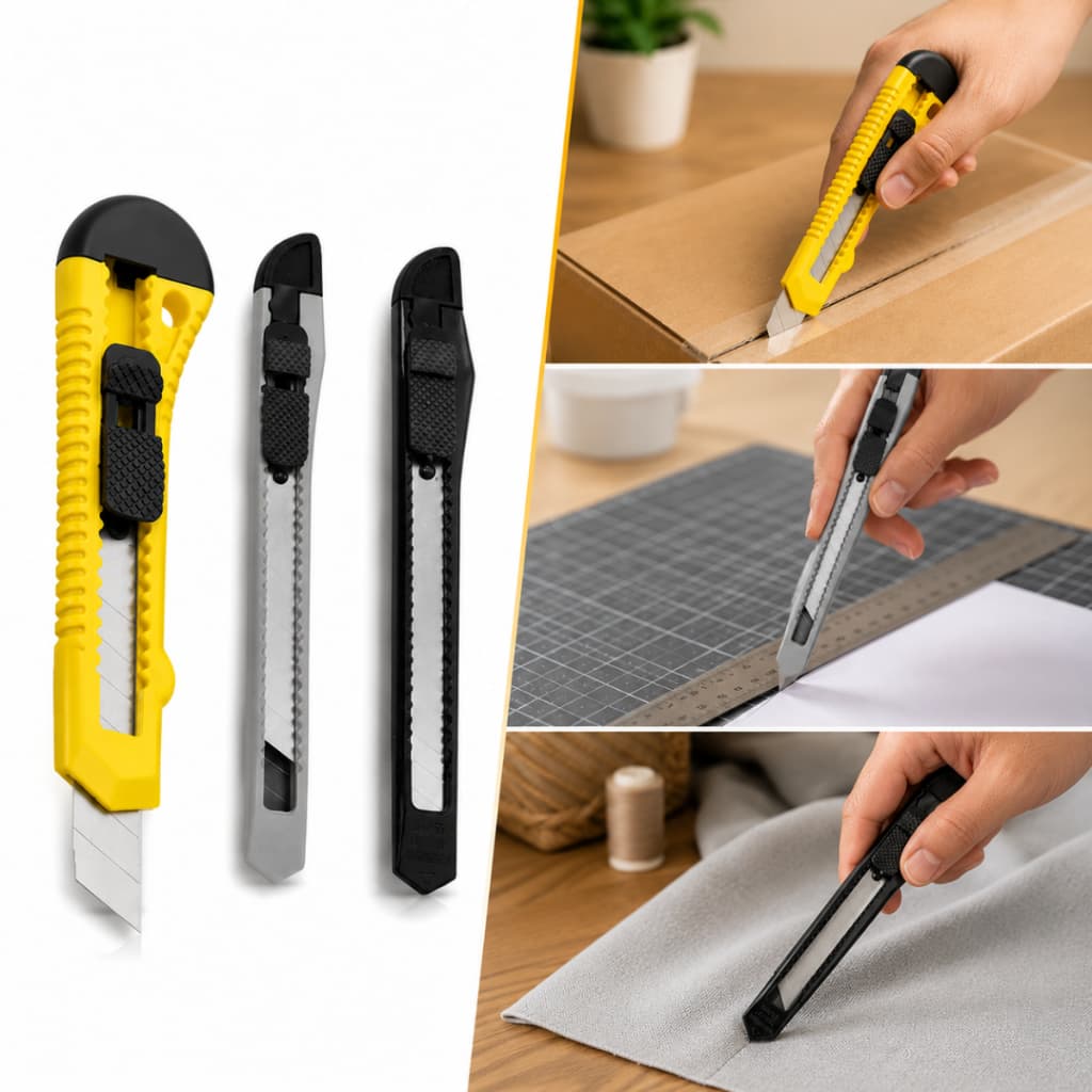 Kit 3 Estilete Com Lâmina Reforçada