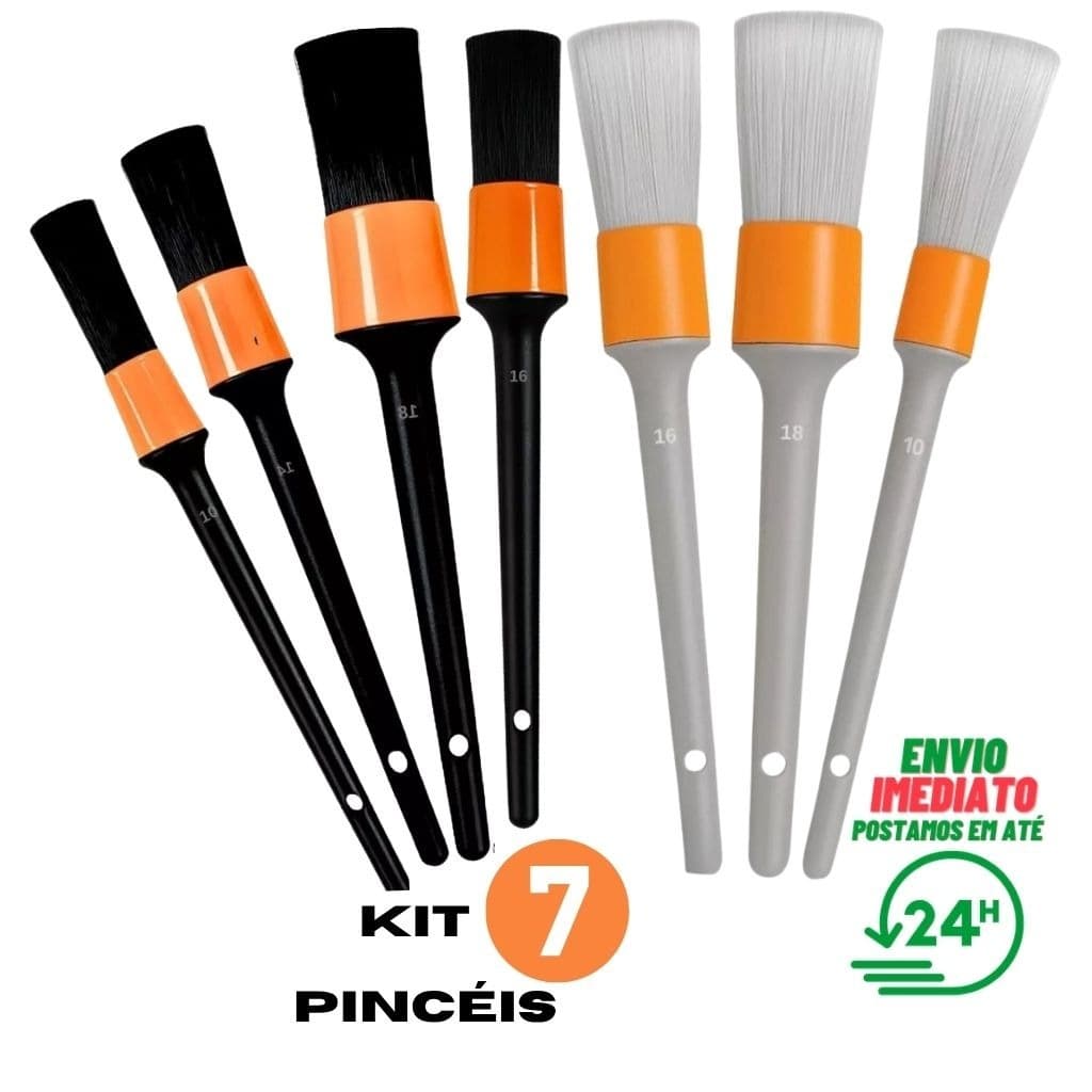 Pincéis Para Detalhamento Interno e Externo JS Tipo Vonixx Resistente Cerdas Macias e Firmes