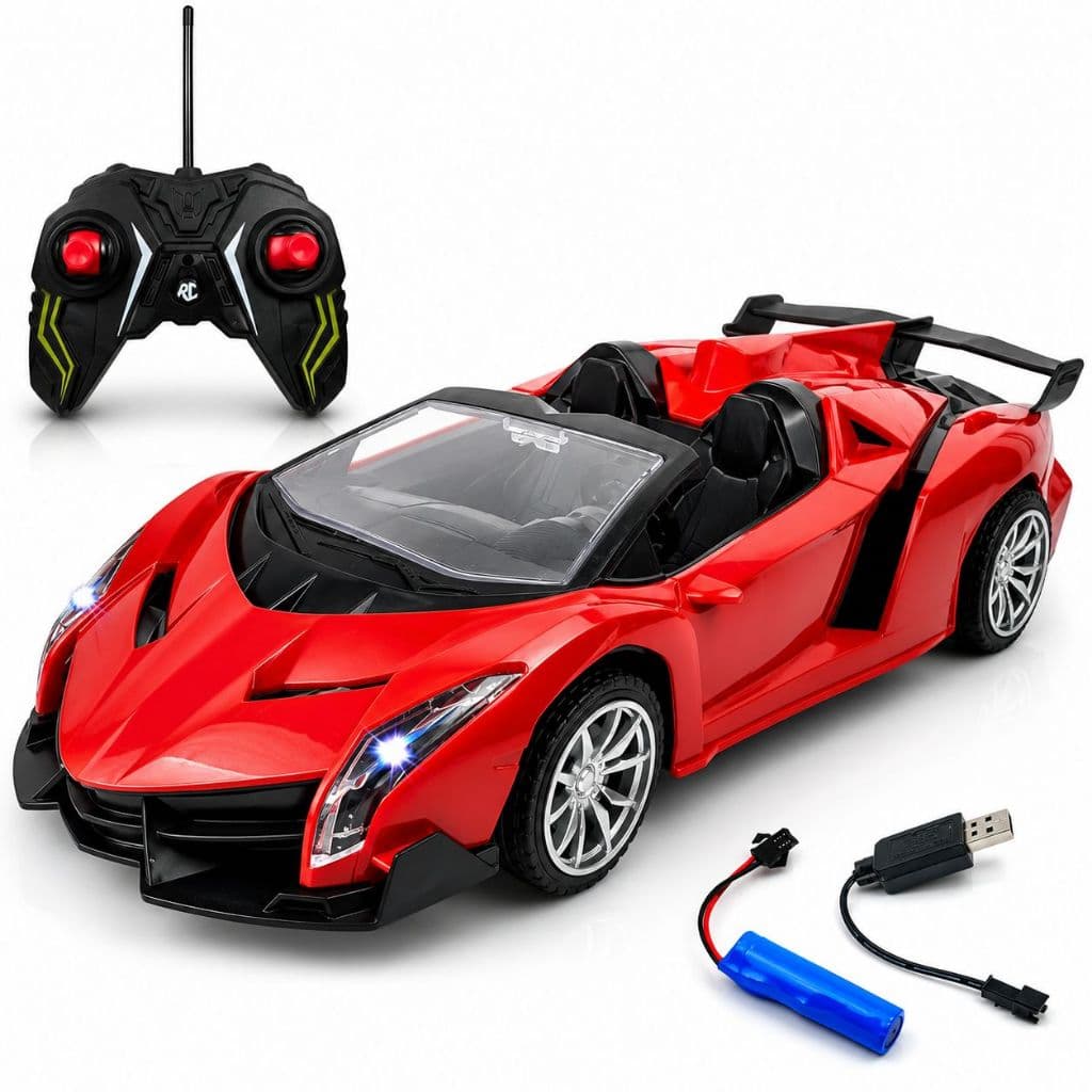 Carrinho De Controle Remoto Esportivo Recarregável Com Farol Led E Design Conversível De Alta Performance