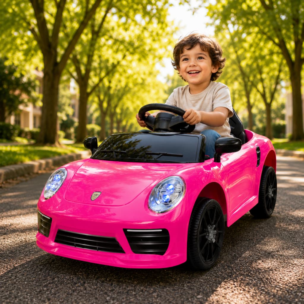 Carro Elétrico Infantil Compact Zippy Toys Rosa 6V com Controle Remoto, Faróis, Buzina e Músicas