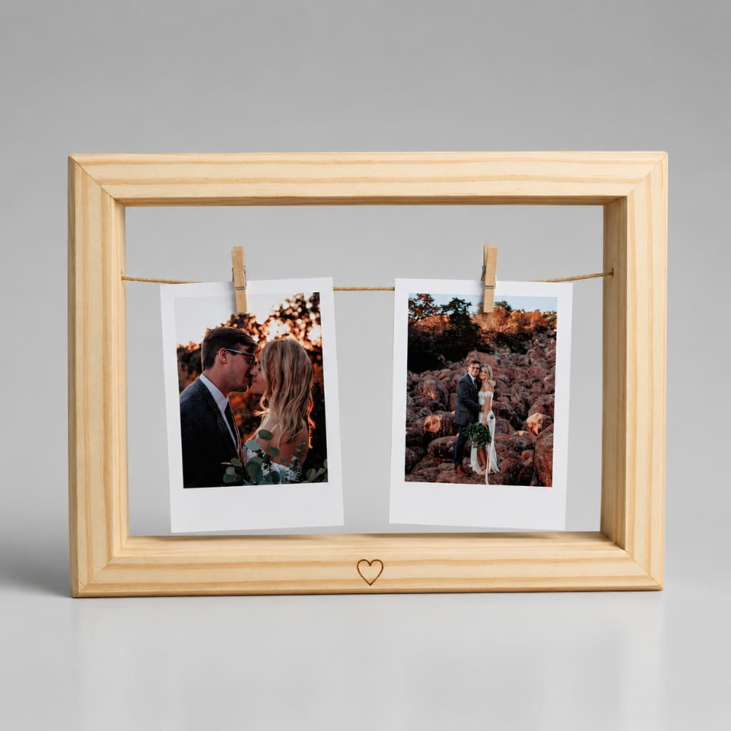 Porta Retrato Coração Decorativo Varal de Fotos para Sala e Quarto Estante Mesa