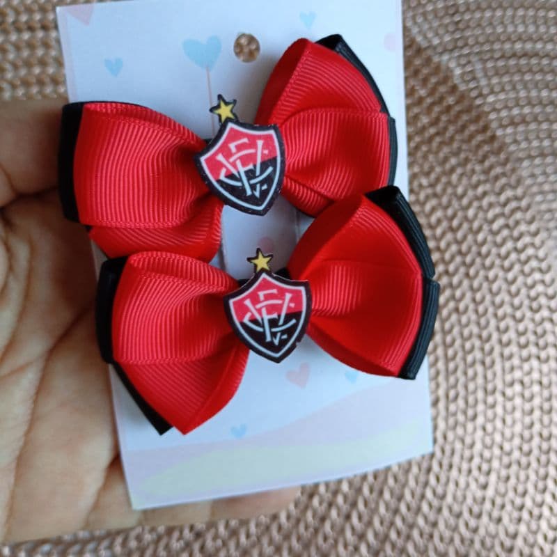 Par de Laços do Time de Futebol Laço de cabelo Infantil Menina Parzinho de Laço temático Time de Futebol