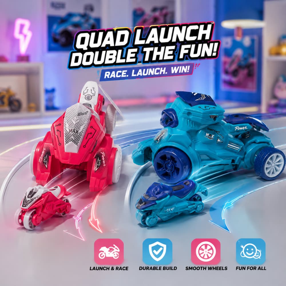 Carro Fricçao Quadriciclo Lançador 2 em 1 Power Max Spacebots Com Moto