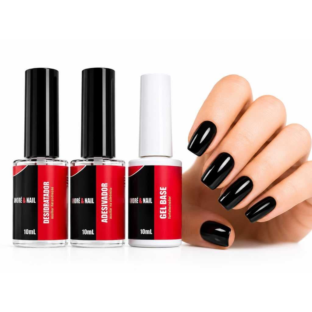 Kit Preparadores Unhas Prime Adesivador Desidratador Gel Base 10ml AMORÉ&NAIL Lançamento