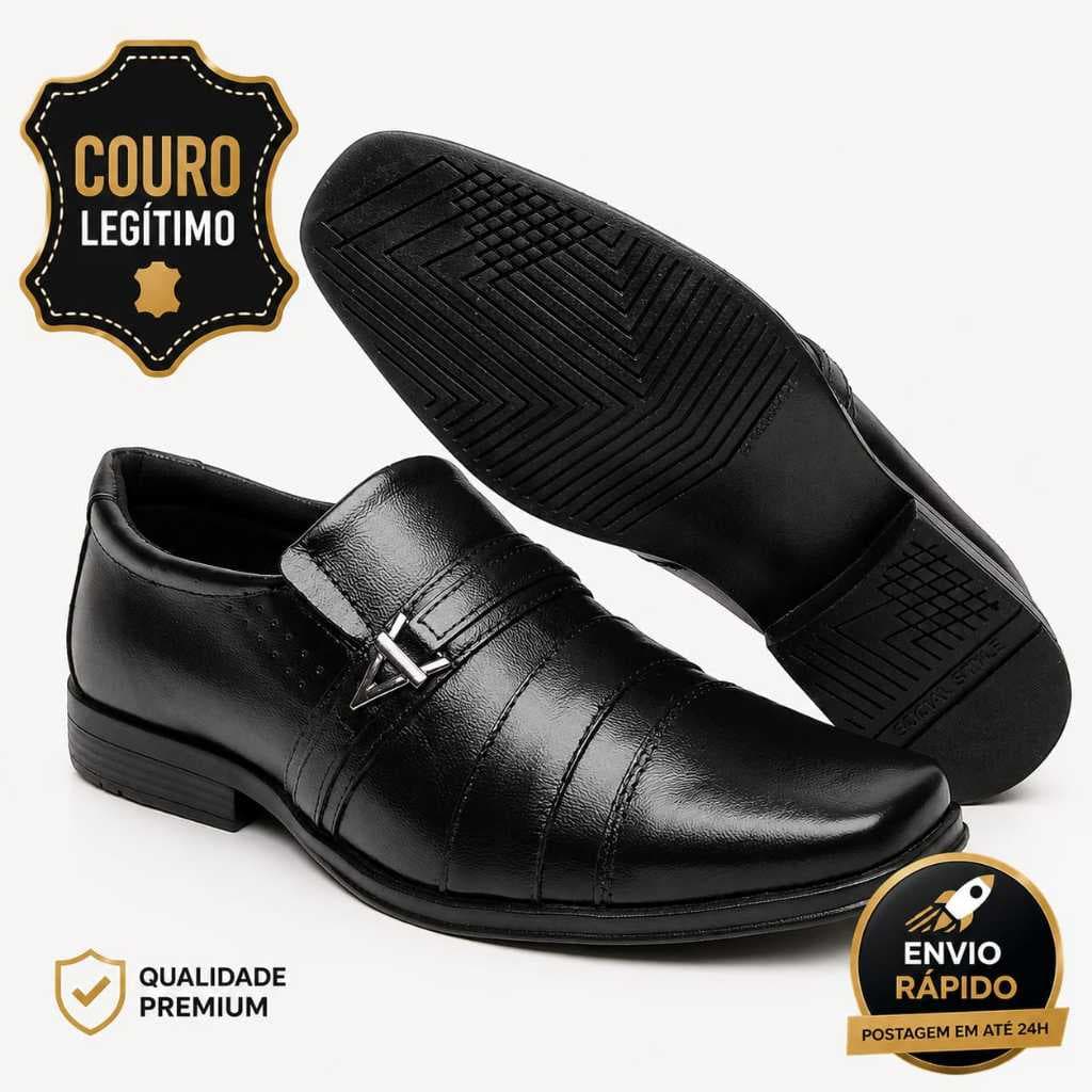 Sapato Social Masculino Couro Legítimo Bico Fino Italiano Confortável Antiderrapante Envio Rápido