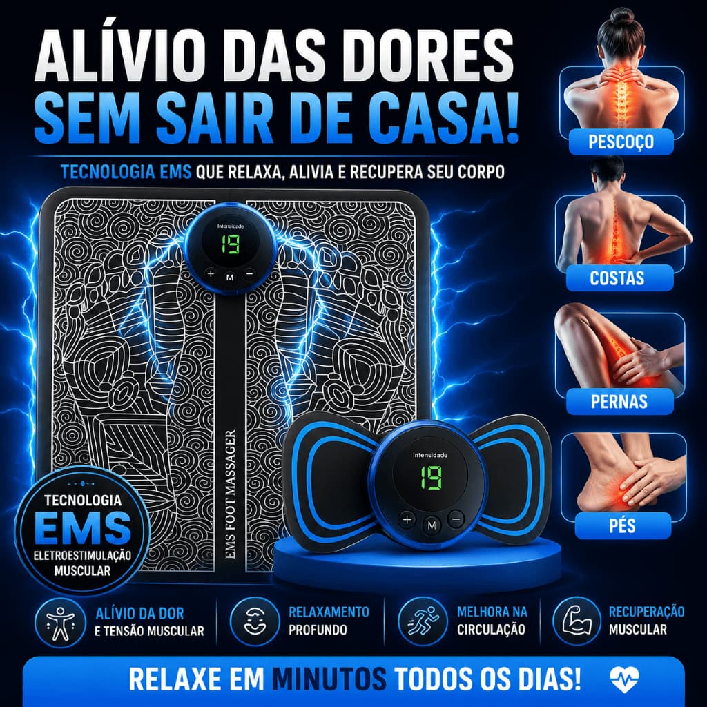 Kit Mini Massageador E Tapete Portátil Recarregável Dor Pescoço Coluna Pernas alívio da dor ferramenta ombro perna massa