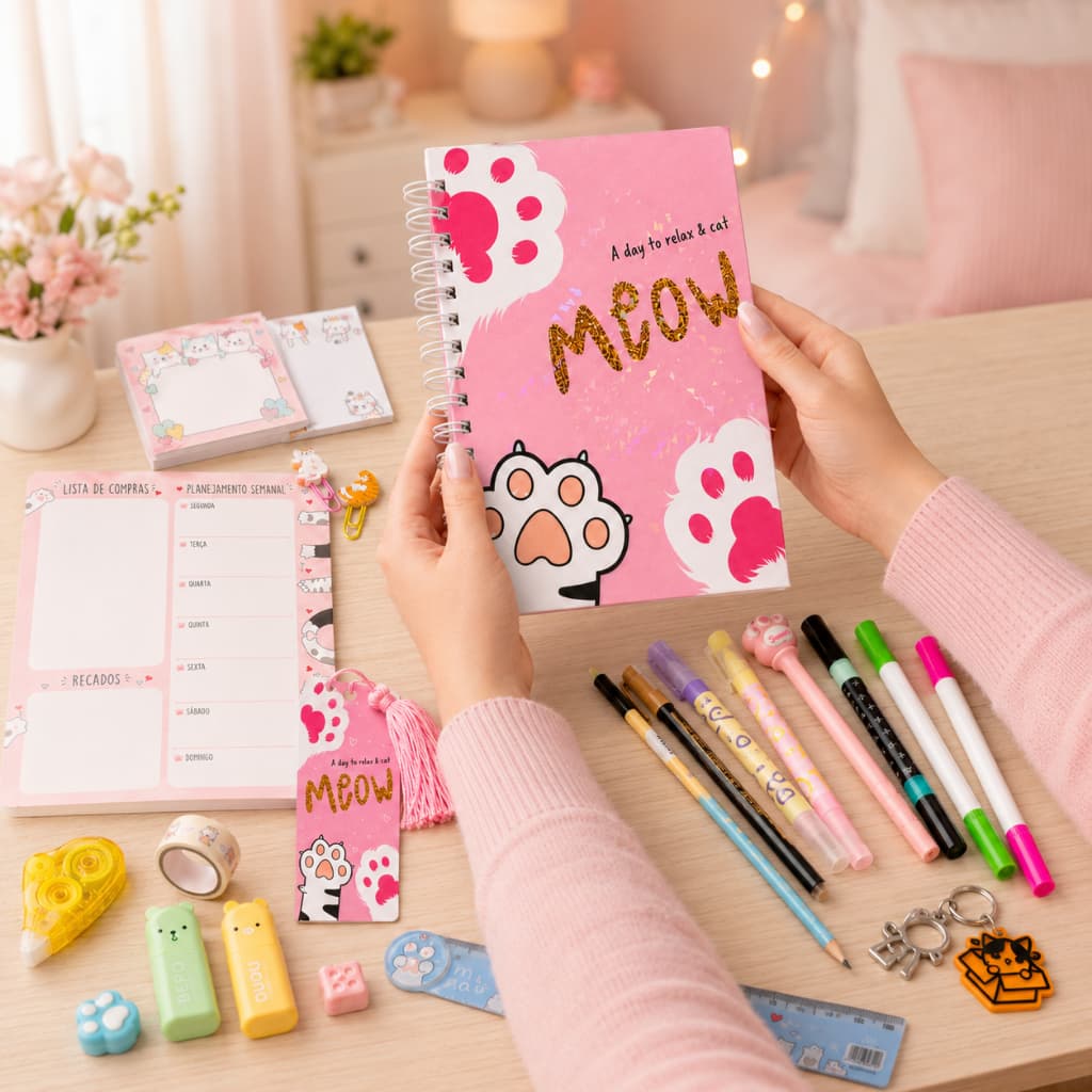 Kit Papelaria Fofa Kawaii 26 Itens Presente Criativo Menina